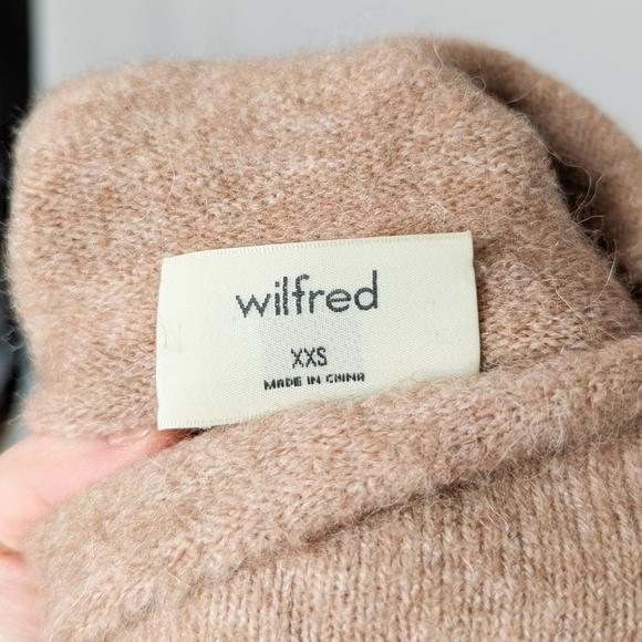 WILFRED Lorin Sweater Alpaca Wool Turtleneck Dusty Rose Pink XXS Aritzia - Picture 9 of 10